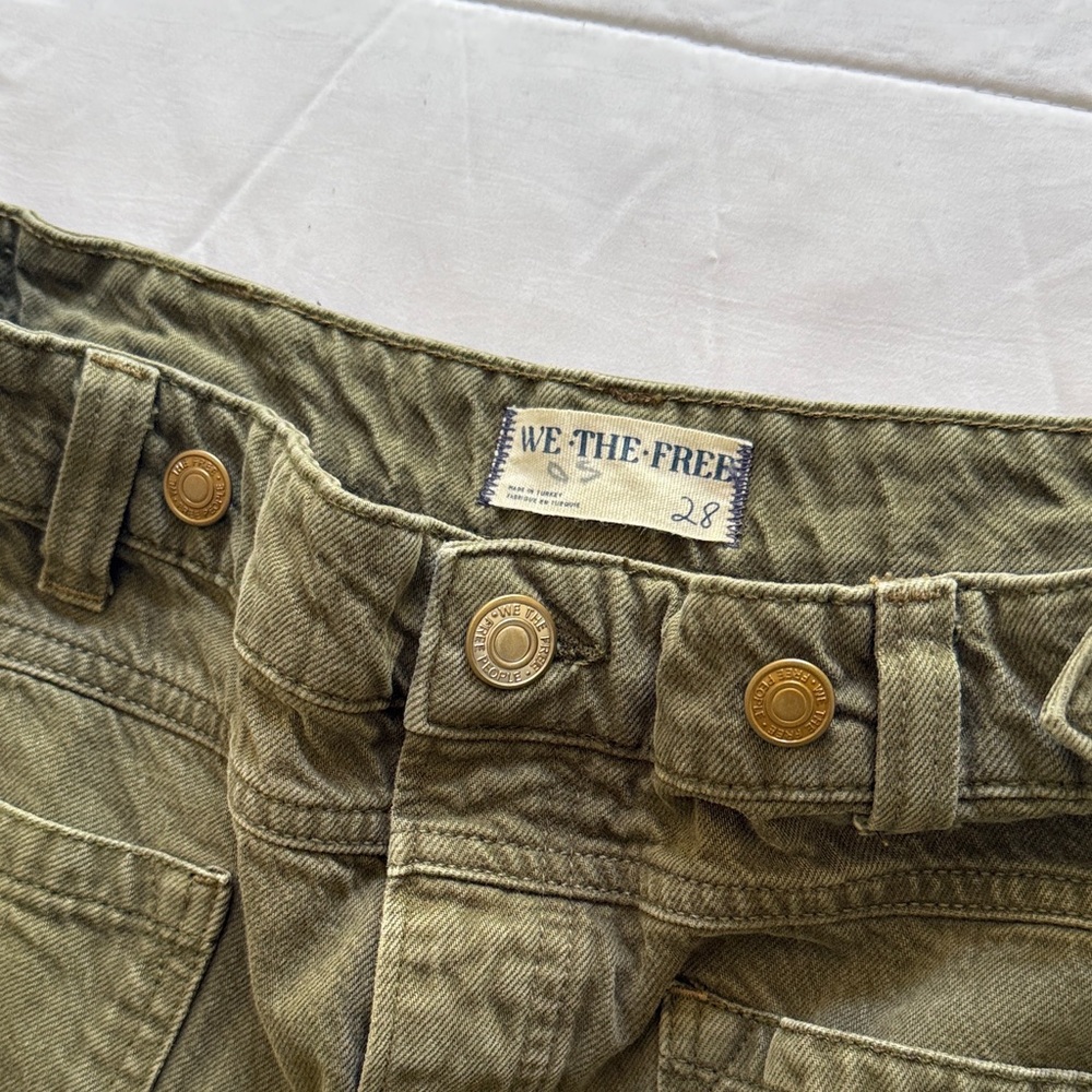 Free People We the Free Palmer Olive Green Wide Leg Cuff Utility Pants Size 28 - Picture 2 of 6